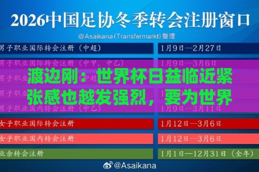 渡边刚:世界杯日益临近紧张感也越发强烈,要为世界杯做好准备 渡边刚:世界杯日益临近紧张感也越发强烈,要为世界杯做好准备